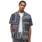 Mens Relaxed Fit Bandana Print Short Sleeve Shirt - Carbon Navy - S image