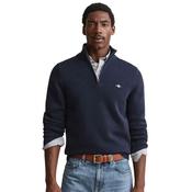 Mens Casual Cotton Half-Zip Sweater - Evening Blue - 3XL image