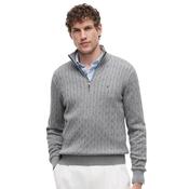 Mens Classic Cotton Cable Knit Half-Zip Sweater - Medium Grey Heather - S image