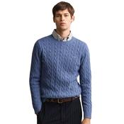 Mens Cotton Cable Knit Sweater - Denim Blue Melange - 4XL image