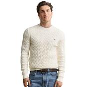 Mens Cotton Cable Knit Sweater - Cream - 4XL image