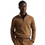Mens Double-Knit Quarter-Zip Pullover Sweater - Brown - S image