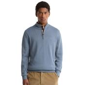 Mens Cotton Quarter-Zip Jumper - Tarn Blue - S image