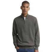 Mens Cotton Quarter-Zip Jumper - Olive Marl - S
