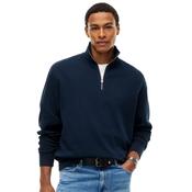 Mens Relaxed Washed Waffle Quarter-Zip Sweater - Dark Blue - XS image