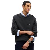Mens Textured Knit Crew Neck Jumper - Dark Grey Heather - S image