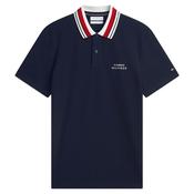 Mens Regular Fit Tipped Collar Polo Shirt - Navy Blue - S image