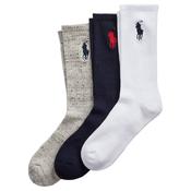 Mens Big Pony Crew 3-Pack Socks - Navy Assorted - 6-12 image
