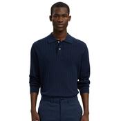 Mens Torino Knit Rib Polo Shirt - Navy Blazer - S