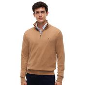 Mens Mock Neck Quarter-Zip Cashmere Jumper - Safari Canvas Heather - S image