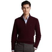 Mens Cable-Knit Quarter-Zip Sweater - Wine - S image