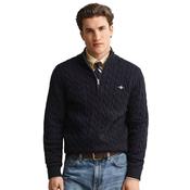 Mens Cotton Cable Knit Half-Zip Sweater - Evening Blue - S image