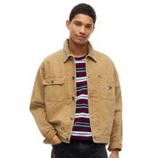 Mens Corduroy Collar Oversized Canvas Overshirt - Sandy Beige - XS image