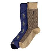 Mens Combed Cotton Litchfield Bear 2-Pack Socks - Navy/Multi - 9-12 image