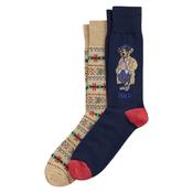 Mens Cotton Bear 2-Pack Socks - Navy/Camel - 9-12 image