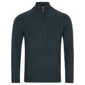 Mens Grant 1/4 Zip Cable Knit Sweater - Teal - S image