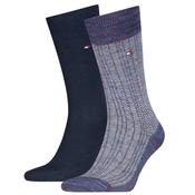 Mens Mouline Nappy Herringbone 2-Pack Socks - Navy - 6-8 image