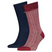 Mens Mouline Nappy Herringbone 2-Pack Socks - Deep Rouge - 6-8 image