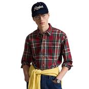 Mens Custom Fit Plaid Brushed Oxford Shirt - Red/Green - S image