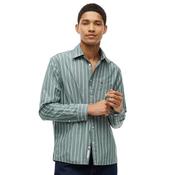 Mens Regular Fit Poplin Pattern Shirt - Velvet Green Stripes - XS image