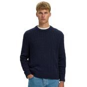 Mens Braun Cable Knit Sweater - Navy Blazer - S image
