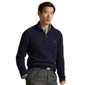 Mens Cable-Knit Cotton Mockneck Sweater - Hunter Navy - S image