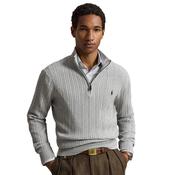 Mens Cable-Knit Cotton Mockneck Sweater - Andover Heather - S image