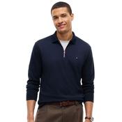 Mens Fluid Cotton Long Sleeve Polo Shirt - Navy Blue - S image