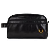 Coated Polyester Wash Bag - Black/Gold - One image