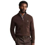 Mens Casual Cotton Half-Zip Sweater - Black Brown Melange - S image