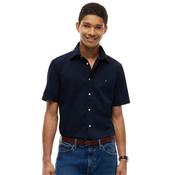 Mens Regular Fit Flex Poplin Short Sleeve Shirt - Navy Blue - XS image