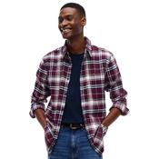 Mens Regular Fit Check Brushed Flannel Shirt - Calypso Berry - XS image