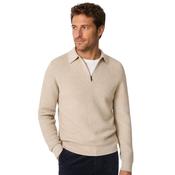 Mens Structured Cotton-Cashmere Polo Sweater - Sand - S