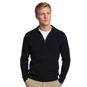 Mens Structured Cotton-Cashmere Polo Sweater - Navy - S