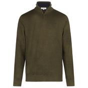 Mens Cotton-Cashmere Zip Mock Sweater - Dark Olive - S