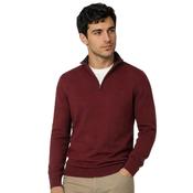 Mens Cotton-Cashmere Zip Mock Sweater - Burgundy - S