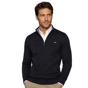 Mens Cotton-Cashmere Zip Mock Sweater - Navy - S