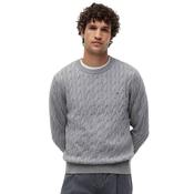 Mens Cable Knit Crew Neck Jumper - Medium Grey Heather - XS image