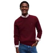 Mens Textured Knit Crew Neck Jumper - Burgundy - S