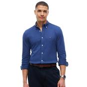 Mens Slim Fit Knitted Shirt - Dark Blue Heather - XS