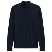 Mens Textured Knit Quarter-Zip Sweater - Navy - S