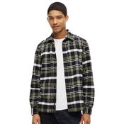 Mens Regular Fit Pattern Dobby Corduroy Shirt - Black/Check - S