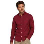 Mens Oxford Stretch Shirt - Burgundy - S