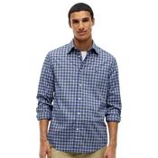 Mens Regular Fit Flex Tartan Poplin Shirt - Ancient Blue/Check - S