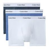 Mens Icon Cotton Stretch Relaxed 3-Pack Trunks - White/Blue Tulip/Turbulence - M