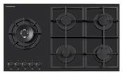 NordMende 90cm 5 x Burner Gas Hob 1 x Side Wok Burner Cast Iron Pan Supports - Black Glass | HGX904BGL