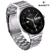 Garett QUANTUM Smartwatch | SILVER STEEL (with Additional Brown Leather Quick Release Strap)