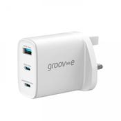 Groove 3-Port USB Mains GaN Charger 65W Power Delivery - White | GVMA109WE image