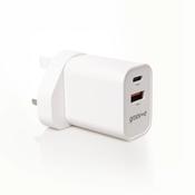 Groove Dual USB-C &amp; USB-A Multi Charger 20W with UK/EU/USA/AUS Adaptors White | GVMA113WE image