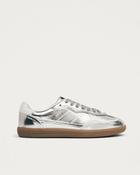 TB490  Rife Shimmer Sneakers in Silver Cream Leather image